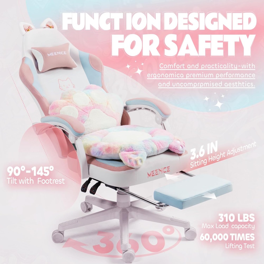 Silla Gaming con Orejas de Gat - Office Furniture In Usa reseña y precio